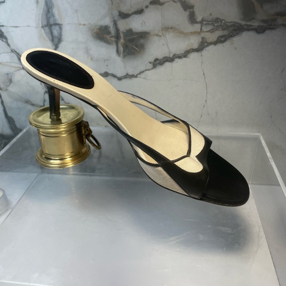 Gucci leather colorblock patten sandals - black sandals sz  7.5 B made in italy - Picture 4 of 16